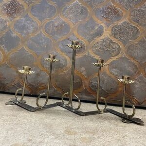 Brass MCM Accordion Style Candelabra